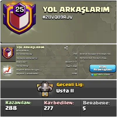 25 LVL USTA2 LİGİNDE Klan