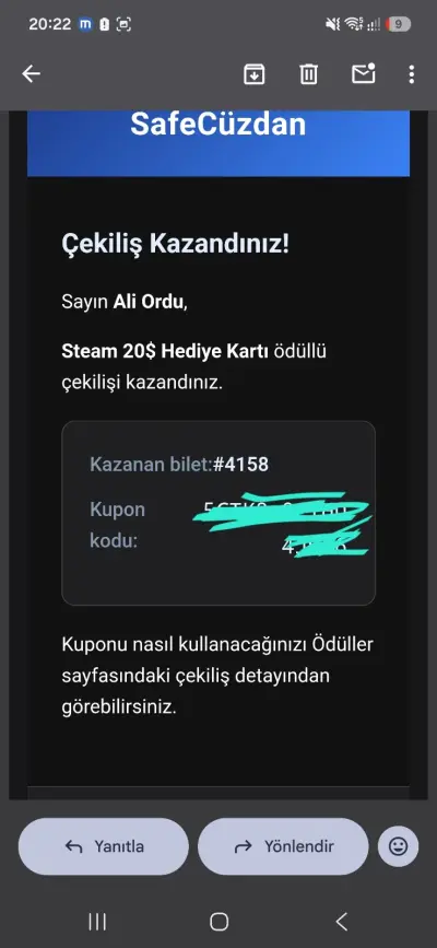 steam 20$ hediye kartı satmak istiyorum